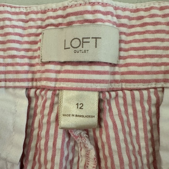 Loft Outlet Women’s 4” Short Pink and White Stripe Scalloped Shorts Sz 12 GUC - Picture 6 of 10